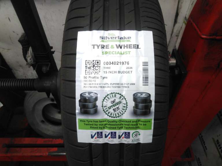 195-50-R15 82v Yartu Zupereco Z107 6mm Partworn Pressure Tested Tyres