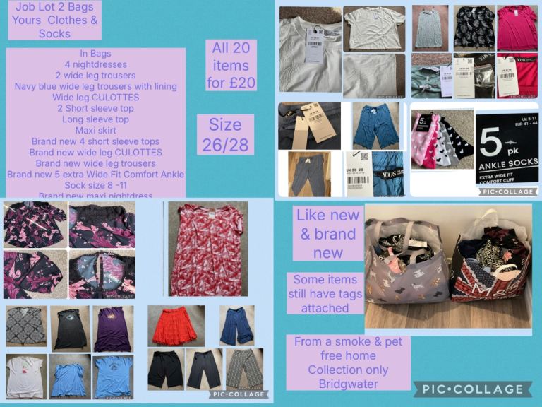 Job Lot 2 Bags Yours Clothing {Ladies} Size 26/28 & Socks Size 8-11