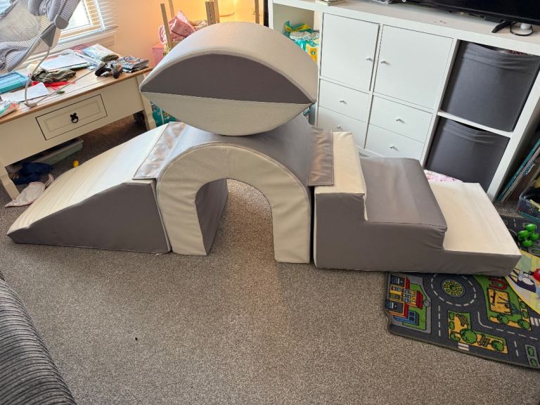 White and grey soft play set 