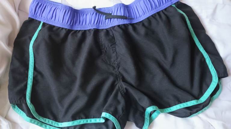 Decathlon Black purple & green ladies shorts 
