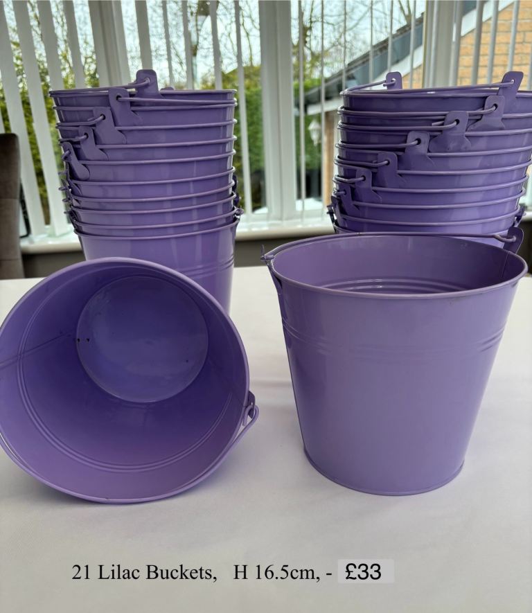 21 Lilac Buckets H 16.5cm - useful Table Decoration or Display 