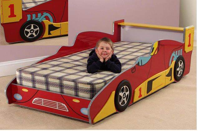 NEW, BOXED. Never used, never opened. 3ft single size kids, boys red racing car bed frame bedstead