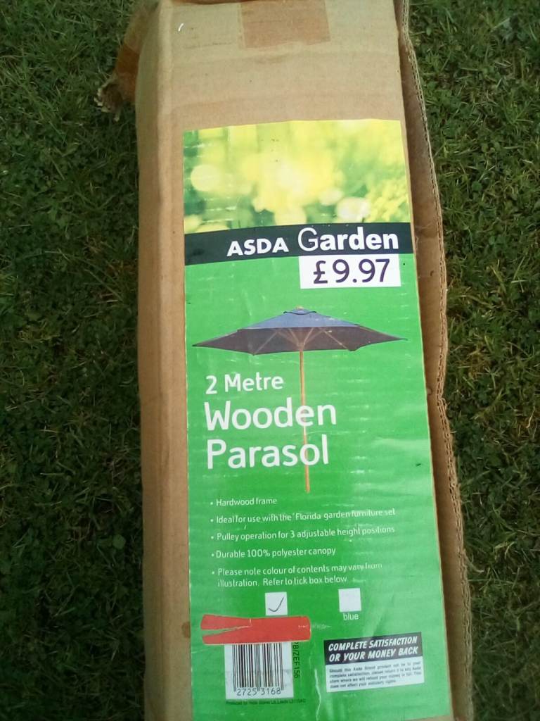 ASDA Garden 2 Metre Wooden Parasol