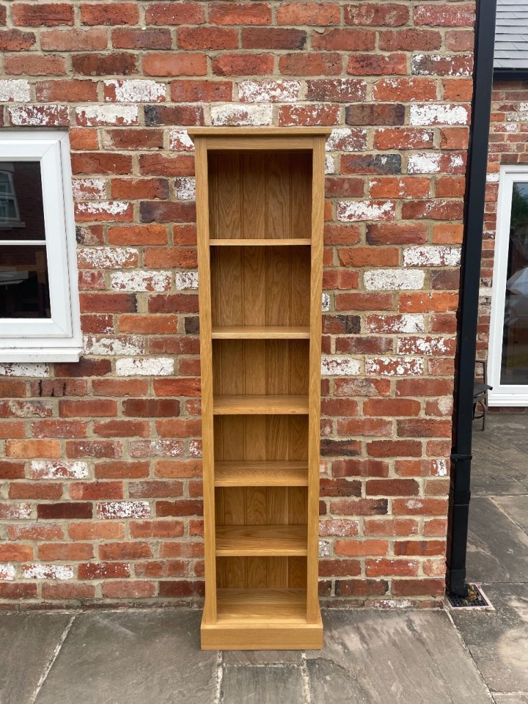 Oak Tall Narrow Bookcase - Good Condition 