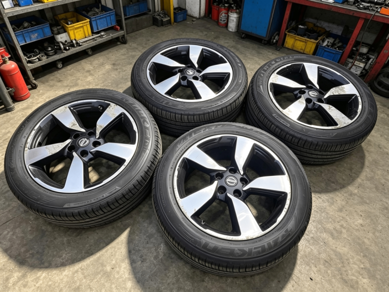 4 x Nissan 18" Qashqai Diamond Cut Alloys + 4 x 215/55/18 Matching Tires