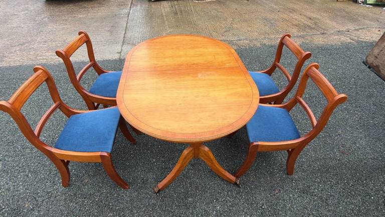 Solid wooden dining table with 4 chairs 