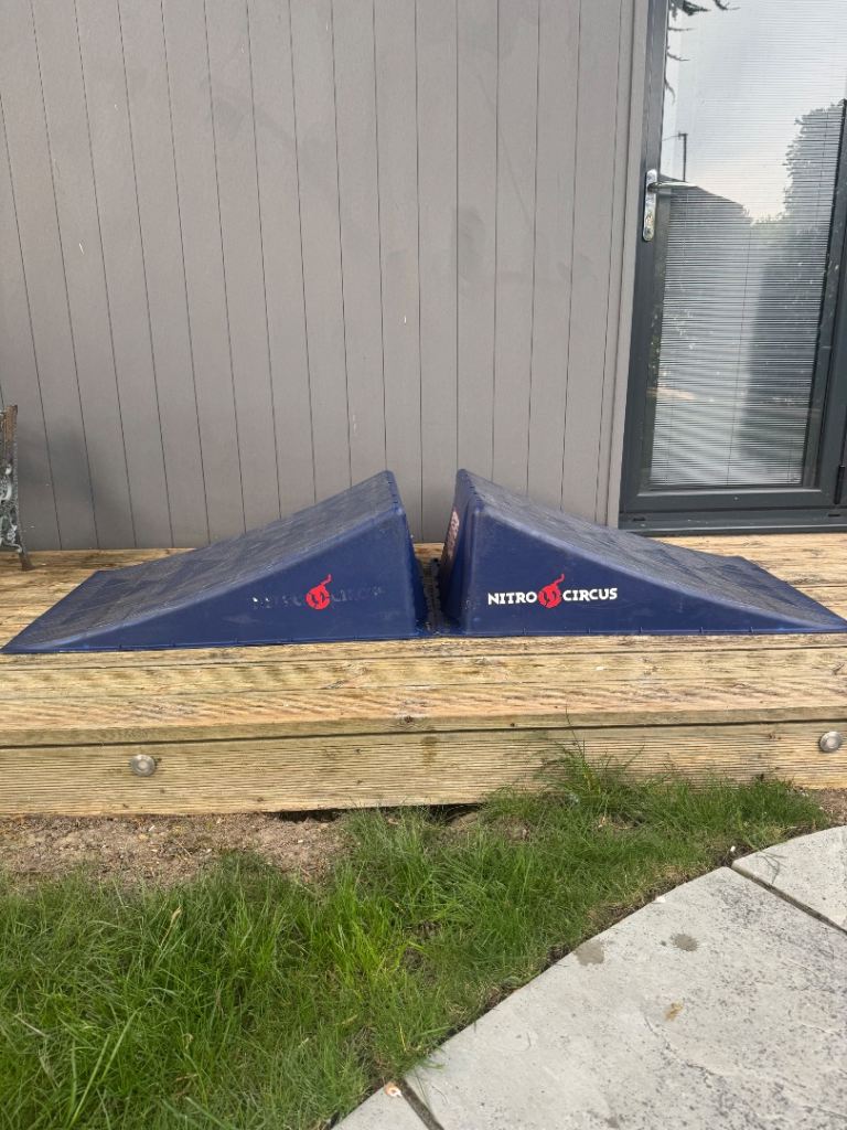 Nitro Circus pair of skateboard, scooter, bike, RC cars ramps