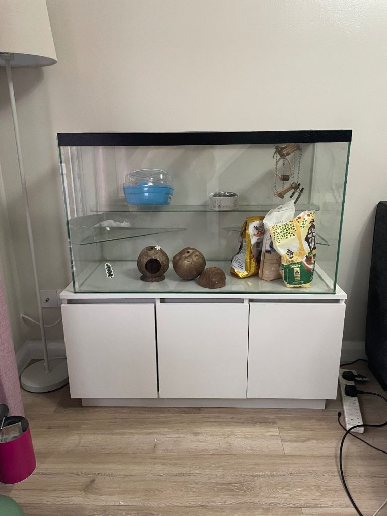 Hamster/rat/gerbil large glass enclosure and stand. 