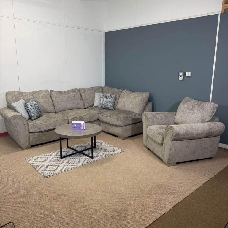 Comfortable Grey Corner Sofa and Armchair Set – Excellent Condition