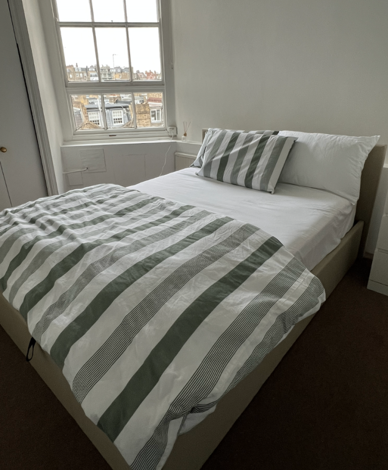 Beige Double Bed w/Storage (free mattress & bedding included)