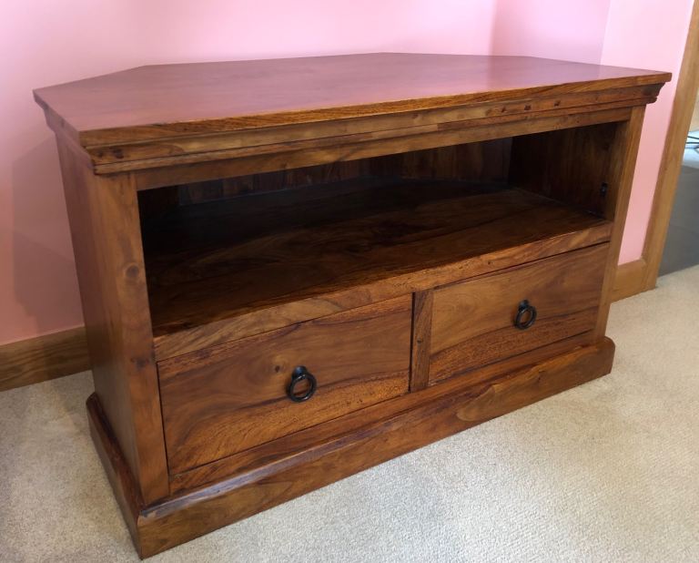 Solid Wood TV Stand Unit with Storage
