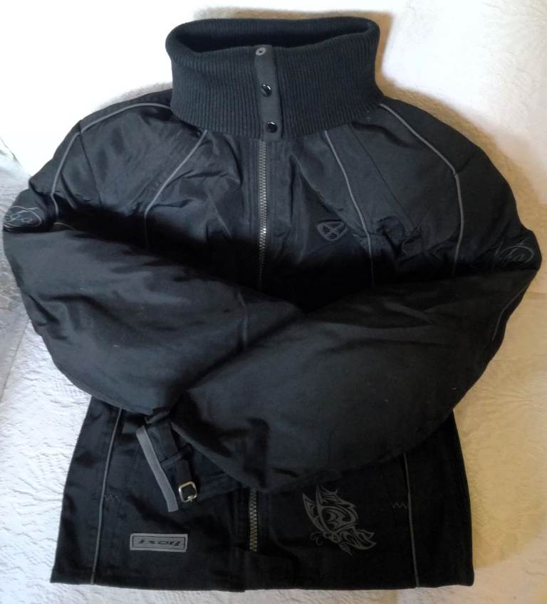 NEW No Tags IXON LADIES VEGA Motorcycle Motorbike Jacket Zip Fabric Black Grey Padded Insert Size 7 