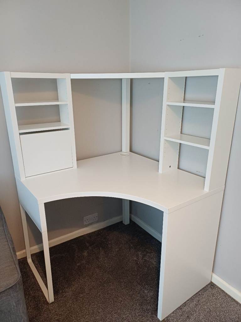 IKEA Micke White Corner Desk with Storage 