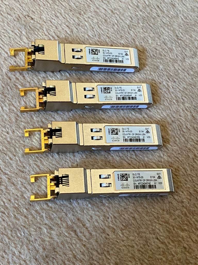 Cisco GLC-TE 1000BASE-T SFP Transceiver Modules for Switches (4 x Sets)