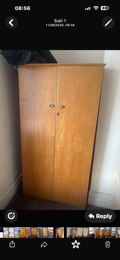 Wooden Wardrobe with Double Doors – Fair Condition
