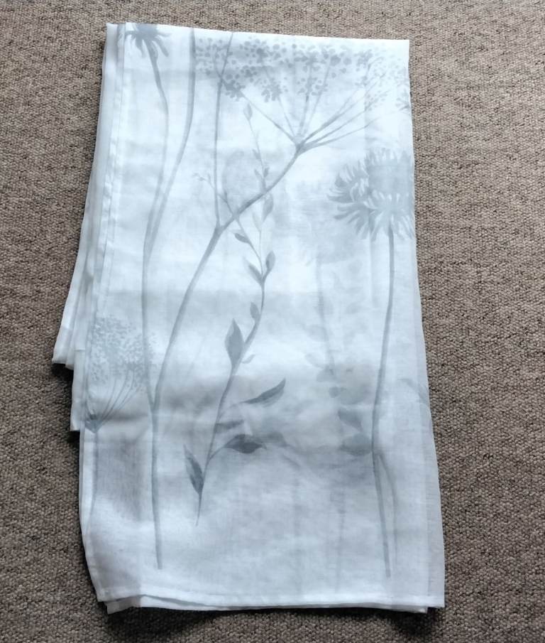 Catherine Lansfield Meadowsweet  slot top voile  curtain panel size 140 cm wide x 228 cm in length