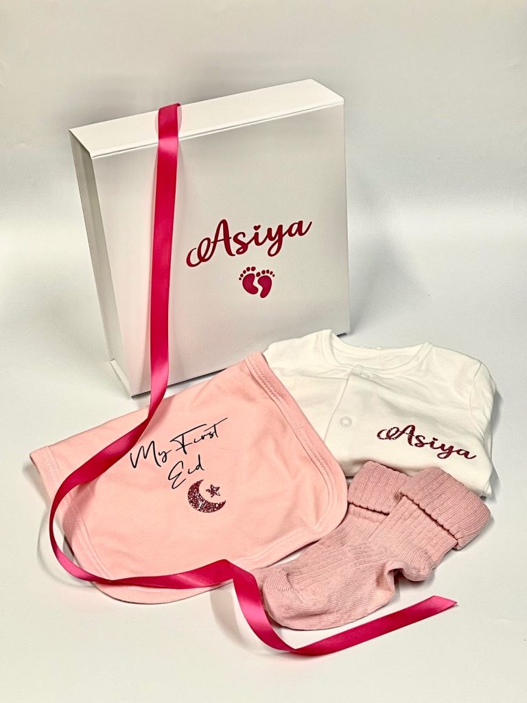 My first Ramadhan/Eid personalised baby girl gift box