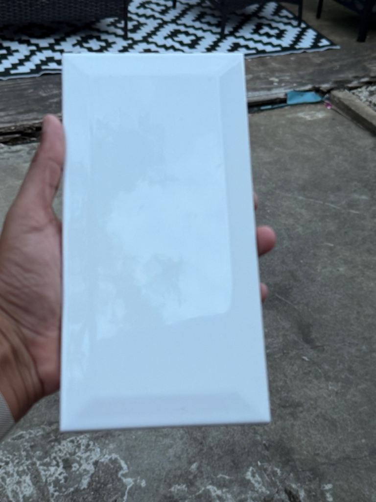53 New White Ceramic Tiles – Bevelled Edge