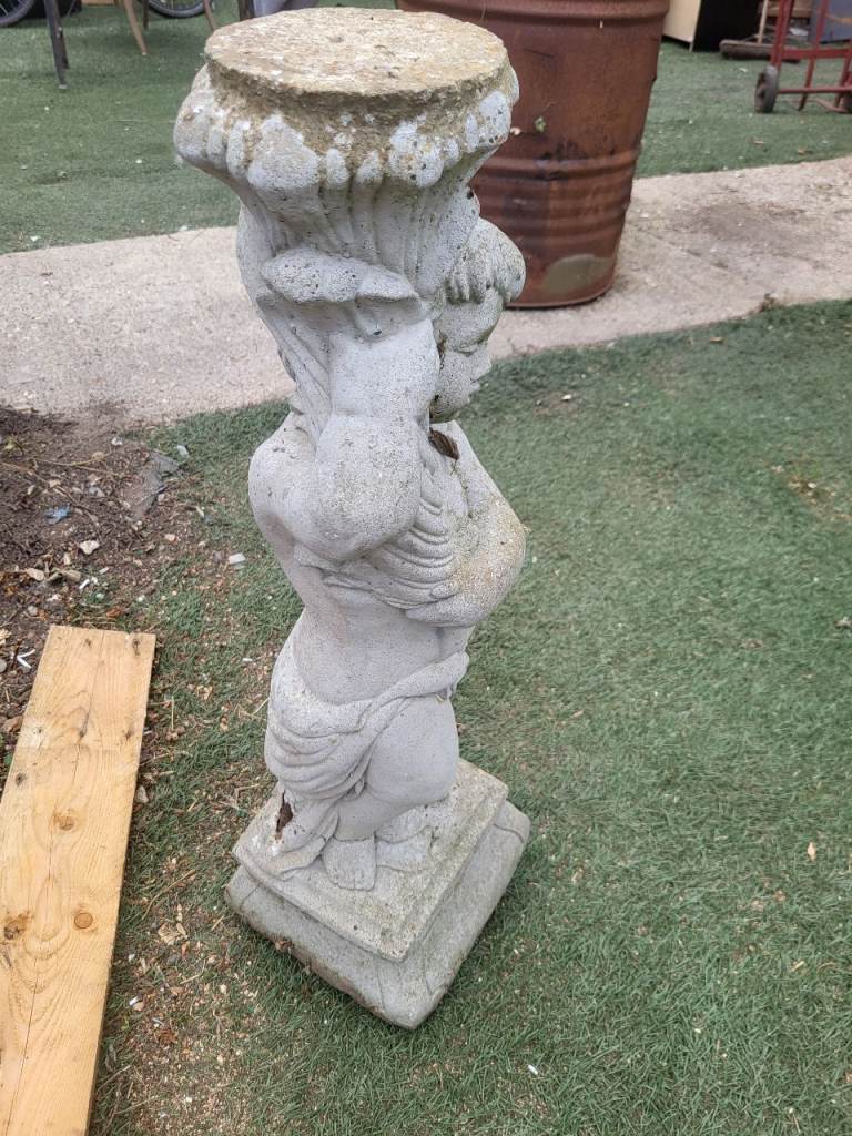 Stone Garden Cherub Statue / Bird Bath Base