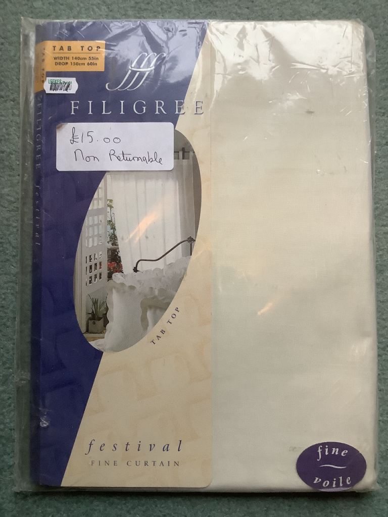 Filigree Fine Curtain (Cream Fine Voile Pattern) Leekes REDUCED £10