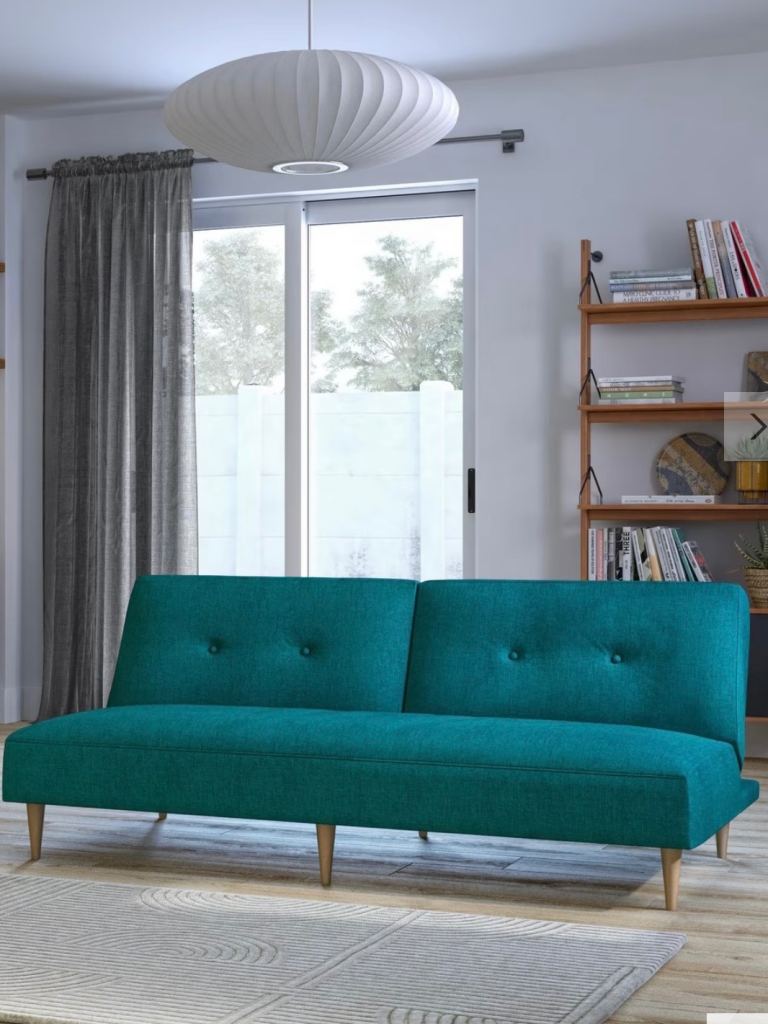 John Lewis Clapton Fixed Back Small Sofa Bed, Light Leg, Fraser Teal - RRP £349 As New