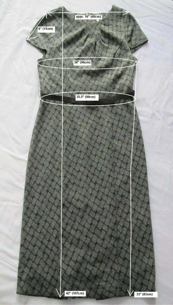 Dress in geometric square pattern in black and grey by Country Casuals.