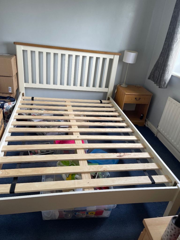 (Sold - pending collection) White double bed frame 
