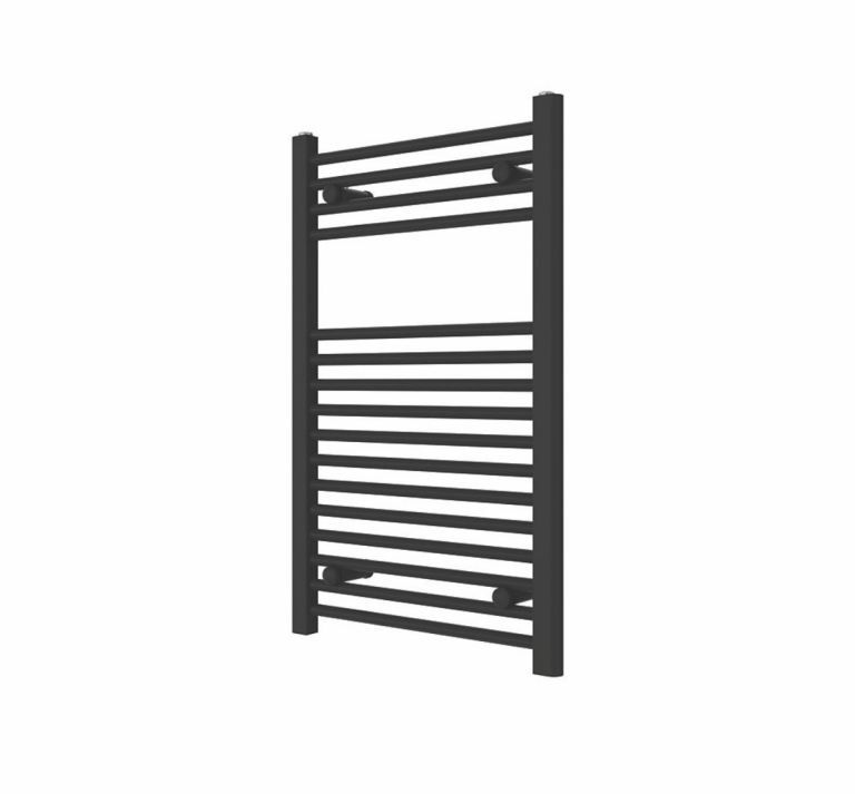 Flomasta 800mm x 500mm 1239BTU Black Flat  Towel Radiator