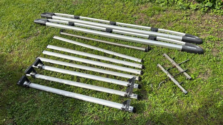 Rhino Aluminium 7-Bar Van Roof Rack & Roller (2.4m x 1.29m LWB)