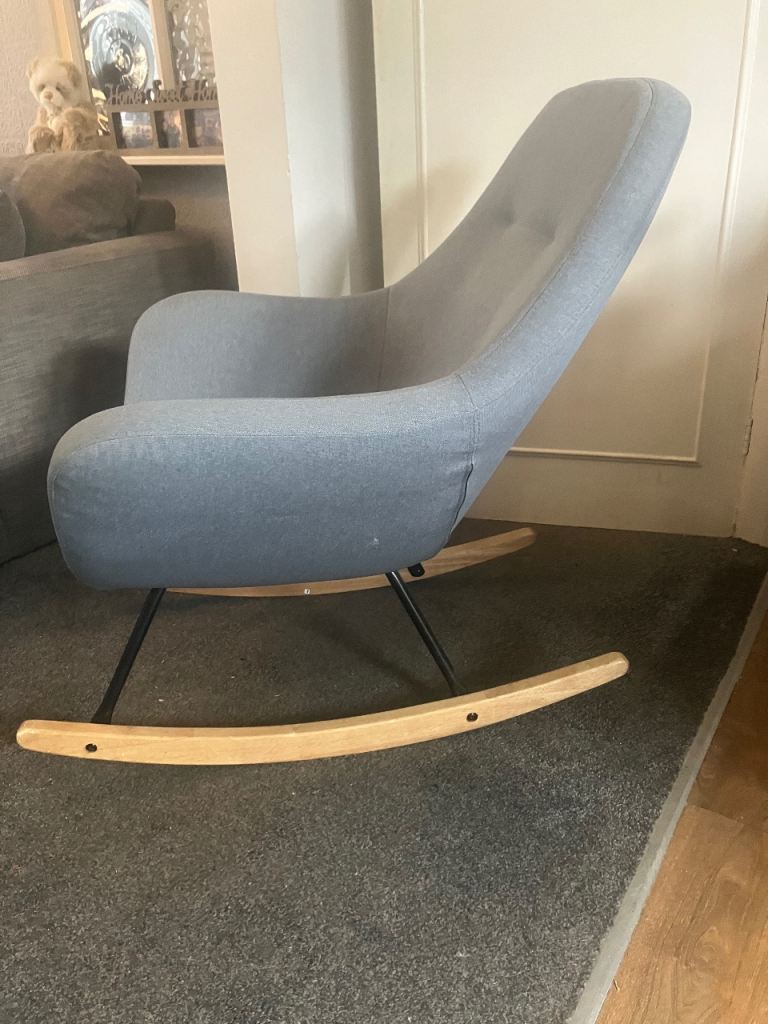 Comfortable Grey Fabric Rocking Chair with Wooden Skids | in Darwen ...