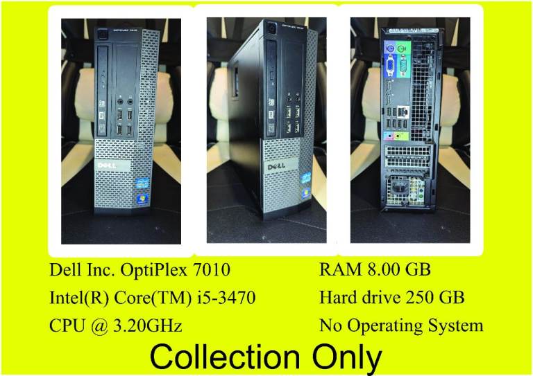 Dell OptiPlex 7010 Desktop PC i5-3470 8GB RAM 250GB HDD
