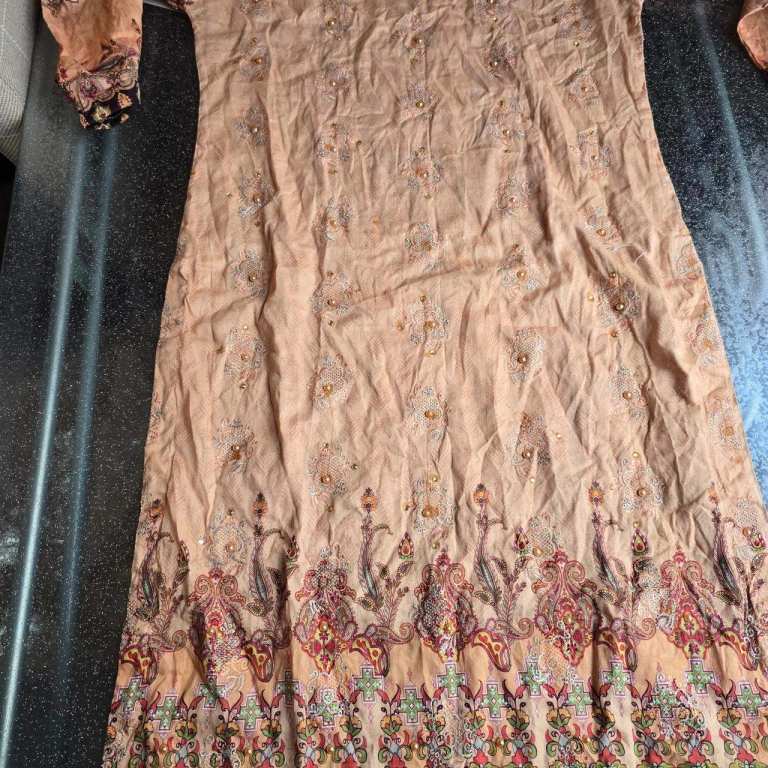 Pakistani Indian kurta- Peach Embroidered Kurta