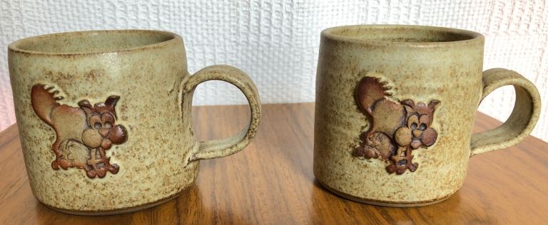 PAIR OF NEW CHANDCRAFTED CLAY POTTERY MUGS