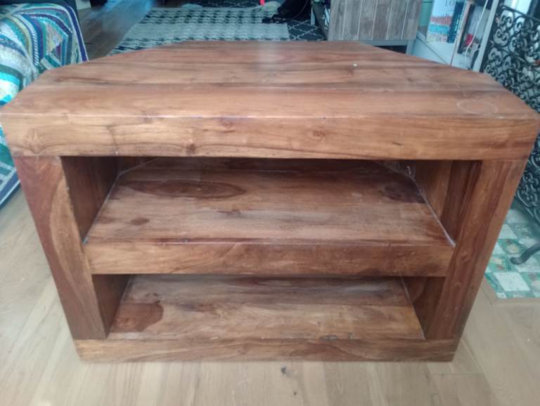 Rustic solid wood TV stand / corner unit