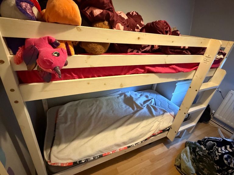 Wooden Bunk Beds with Ladder – Good Condition