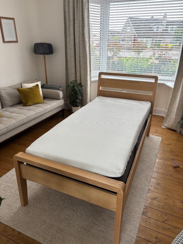 Wooden single bed with Emma mattress RRP £500