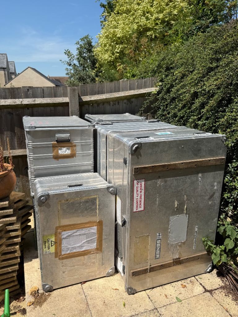 Large Silver Metal Transport/Storage Boxes