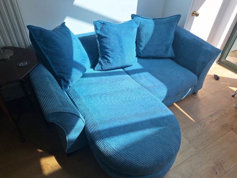 Blue jumbo cord sofa 