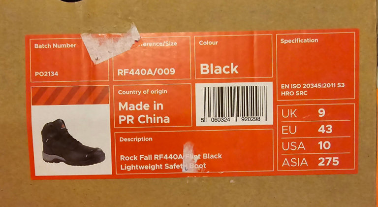 Brand new rockfall RF440A/009 safe boots size 9