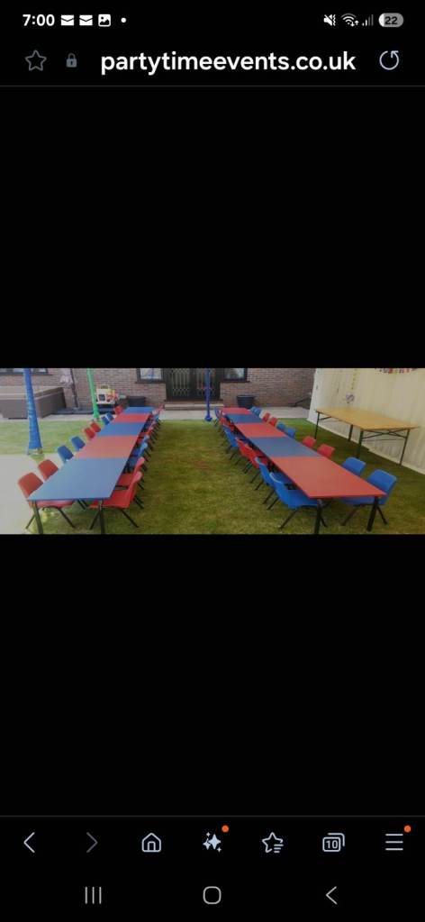Kids party table and chairs