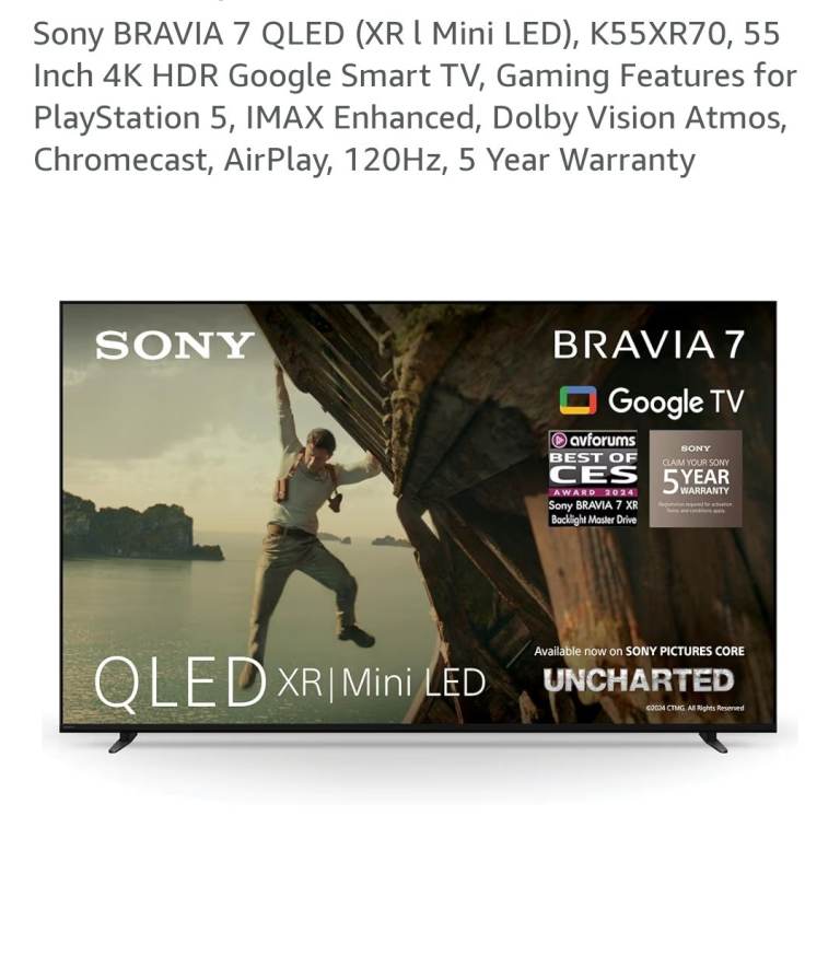 Sony bravia 7 55" 4k smart tv 