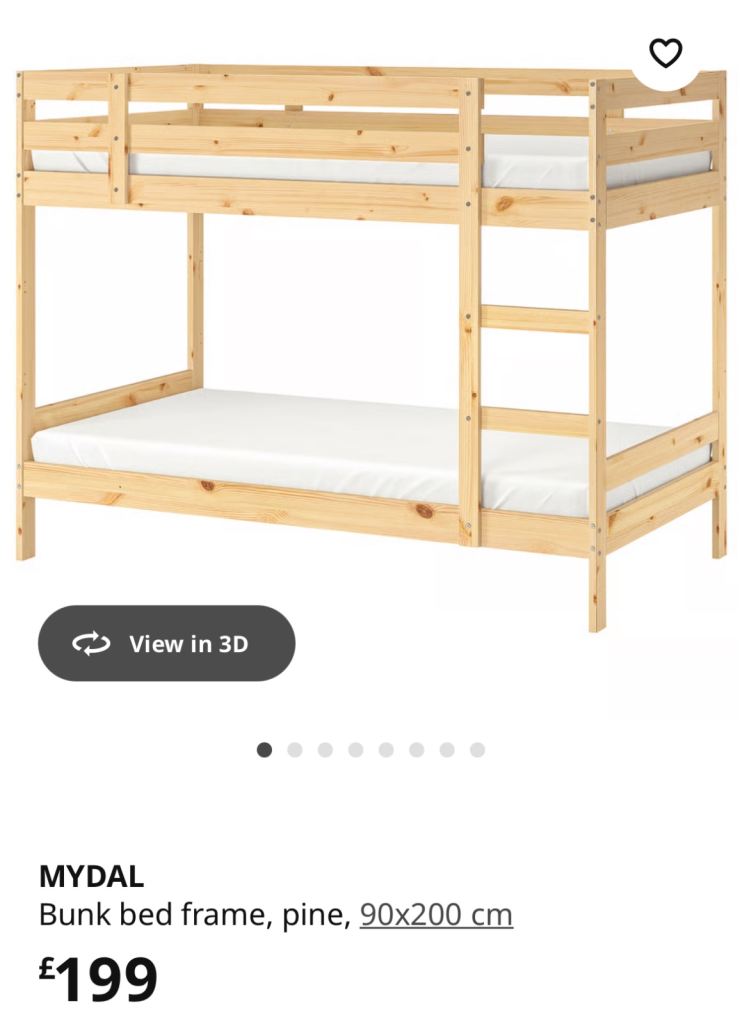 image for Ikea wooden pine bank bed with mattress 