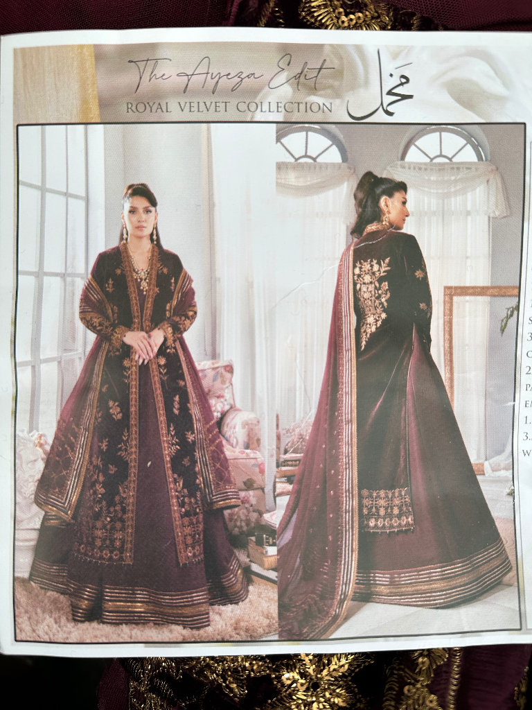 Original designers Sana Safina Asim Jofa Saphire velvet banarsi unstitched 3pcs 