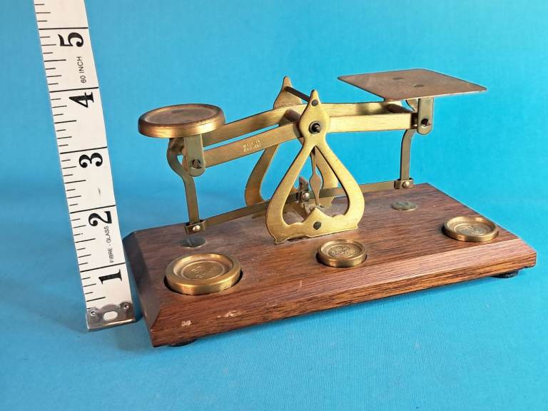 Vintage brass postal scale is a collectible item typically dating from the 19th .