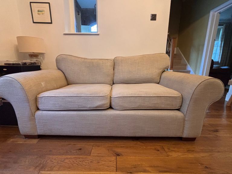 Laura Ashley 2-Seater Fabric Sofa – Beige, Good Condition