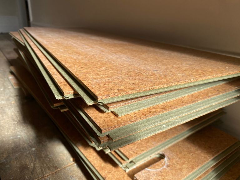 Cork floor tiles 