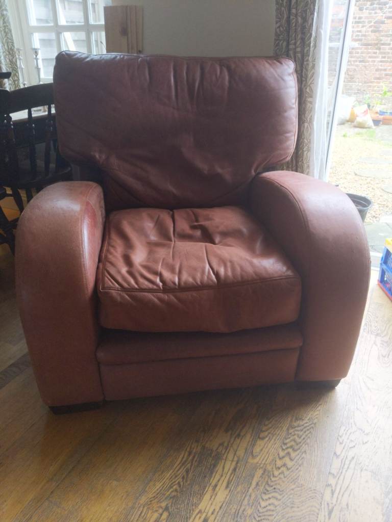Burgundy leather armchair
