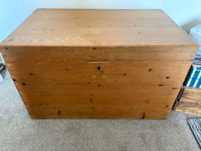 Antique pine old blanket box