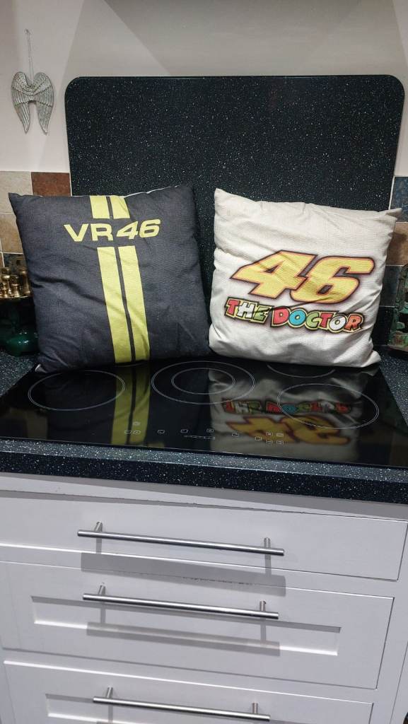 Pair of Valentino Rossi Motorcycle Themed Cushions 