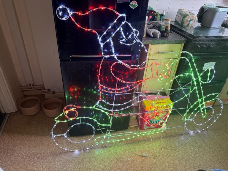 Large LED Light-Up Santa on Motorbike Christmas Decoration